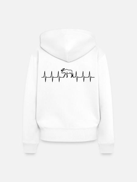 Elch - Herzschlag - Autoaufkleber - Frauen Premium Bio Zip Hoodie - Weiß