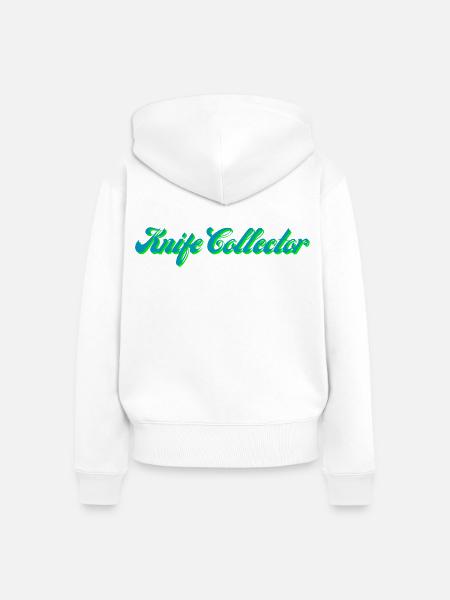 Knife Collector Gradient Script - Frauen Premium Bio Zip Hoodie - Weiß