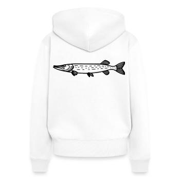 Pike 01 - Women's Premium Organic Zip Hoodie - white - Back - AI Model Female 172 light (172cm)