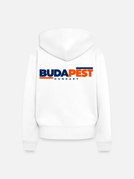 Budapest – Zweifarbiges Typografie-Motiv - Frauen Premium Bio Zip Hoodie - Weiß