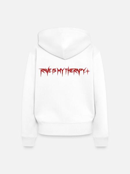 Techno Rave – Rave Is My Therapy - Frauen Premium Bio Zip Hoodie - Weiß