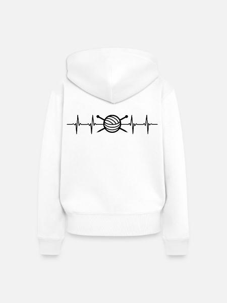 Stricken Herzschlag - Frauen Premium Bio Zip Hoodie - Weiß