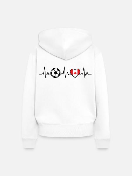 Kanada Fußball Herzschlag Kanada Flagge - Frauen Premium Bio Zip Hoodie - Weiß
