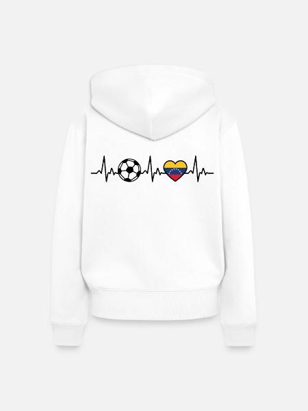 Venezuela Fußball Herzschlag Venezuela - Frauen Premium Bio Zip Hoodie - Weiß