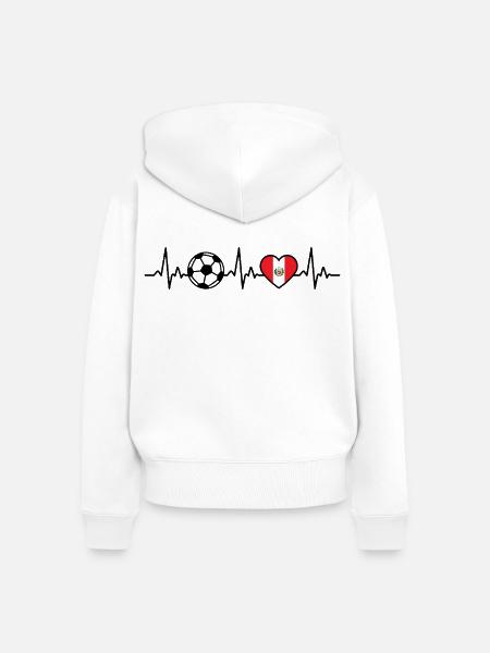 Peru Fußball Herzschlag Peru - Frauen Premium Bio Zip Hoodie - Weiß