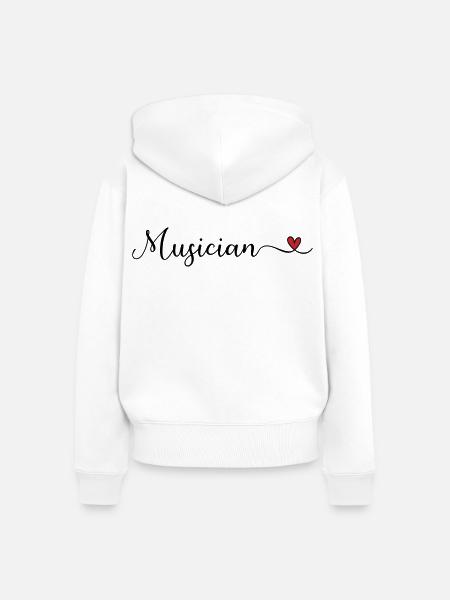 Musikerherz-Typografie - Frauen Premium Bio Zip Hoodie - Weiß