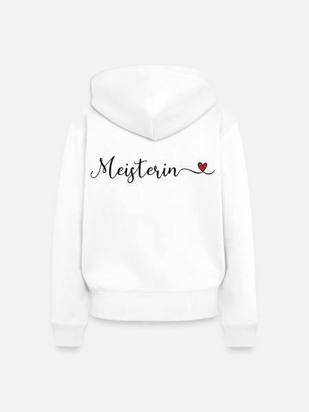 Meisterin Schriftzug mit Herz - Frauen Premium Bio Zip Hoodie - Weiß