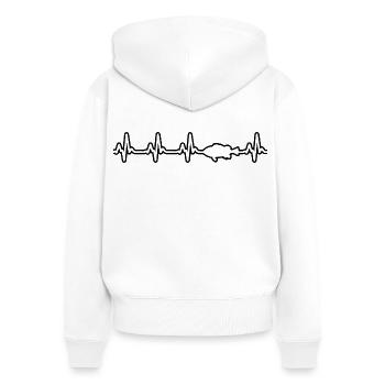 Angler fishing fish heart line - Women's Premium Organic Zip Hoodie - white - Back - AI Model Female 172 light (172cm)