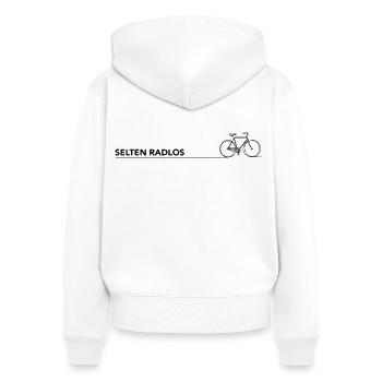 radfahren spruch motivation fahrrad selten radlos - Frauen Premium Bio Zip Hoodie - Weiß - Hinten - AI Model Female 172 light (172cm)