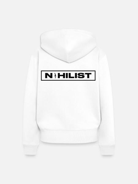 NIHILIST_PENGUIN_DARK - Frauen Premium Bio Zip Hoodie - Weiß