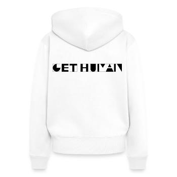 Get Human - Frauen Premium Bio Zip Hoodie - Weiß - Hinten - AI Model Female 172 light (172cm)