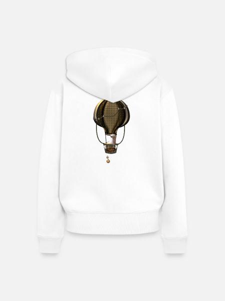 Steampunk, Heißluftballon - Frauen Premium Bio Zip Hoodie - Weiß