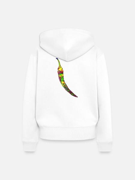 Chili Farbexplosion Illustration - Frauen Premium Bio Zip Hoodie - Weiß