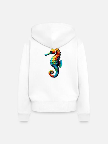 Seepferdchen - Frauen Premium Bio Zip Hoodie - Weiß