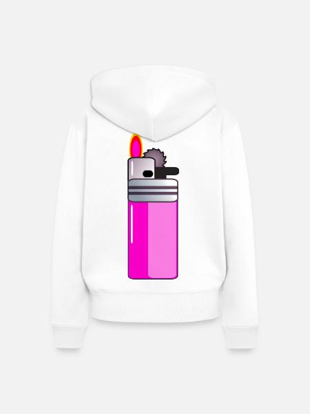 FIRE Feuerzeug - Frauen Premium Bio Zip Hoodie - Weiß