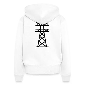 Strommast - Frauen Premium Bio Zip Hoodie - Weiß - Hinten - AI Model Female 172 light (172cm)