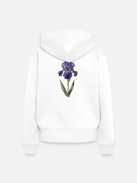 Lila Iris auf zartem Stängel - Frauen Premium Bio Zip Hoodie - Weiß
