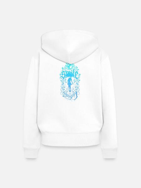 Blumenrahmen-Mädchen Silhouette - Frauen Premium Bio Zip Hoodie - Weiß