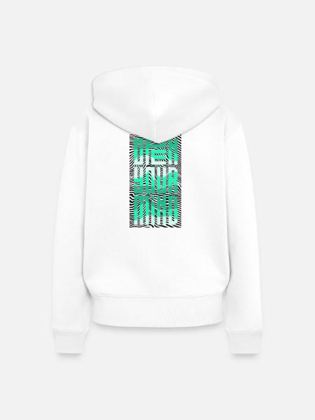 Öffne deinen Geist - Frauen Premium Bio Zip Hoodie - Weiß
