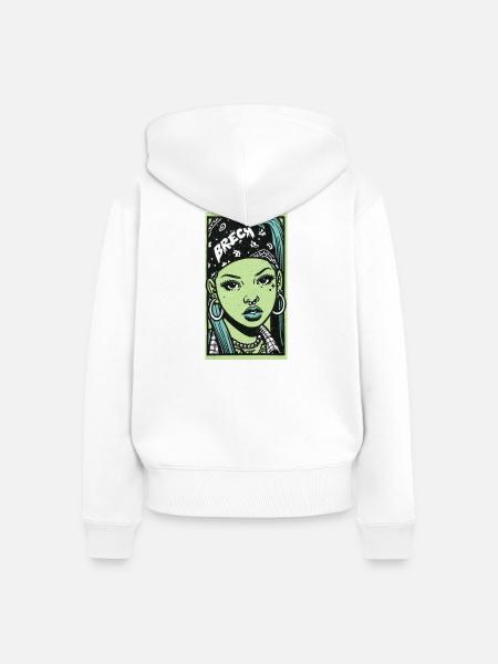 Black female portrait #7 - Frauen Premium Bio Zip Hoodie - Weiß
