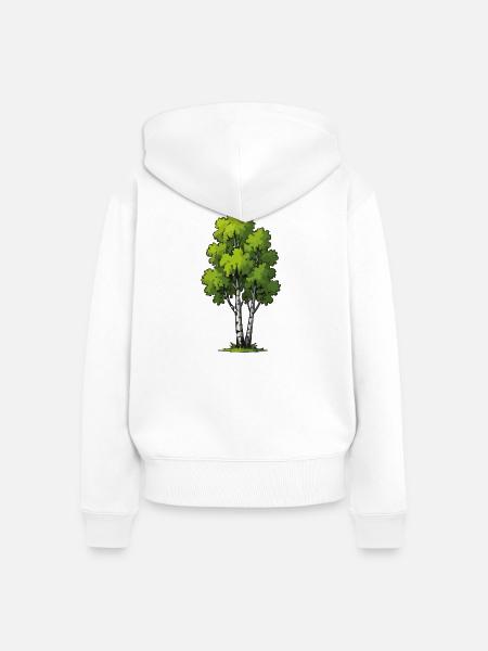 Birkenwald Illustration - Frauen Premium Bio Zip Hoodie - Weiß