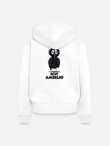 Echt Amselig Lustiger Vogel Spruch - Frauen Premium Bio Zip Hoodie - Weiß