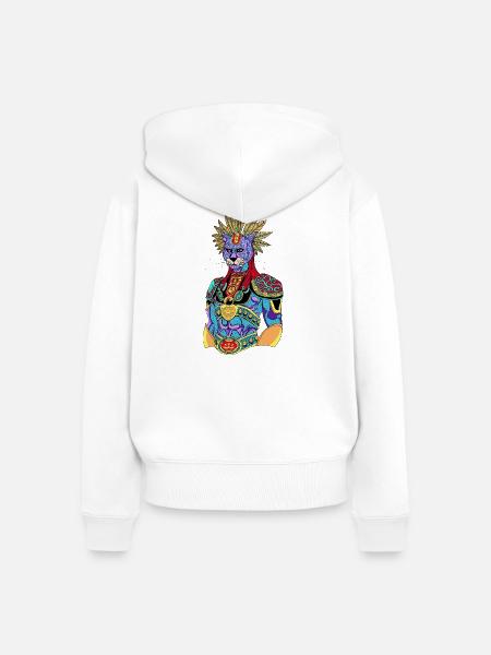 Regenbogenkatzen-Krieger - Frauen Premium Bio Zip Hoodie - Weiß