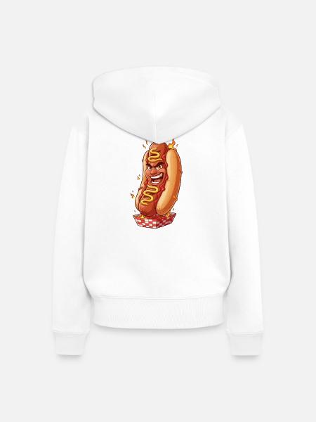 Feuer Hotdog  - Frauen Premium Bio Zip Hoodie - Weiß