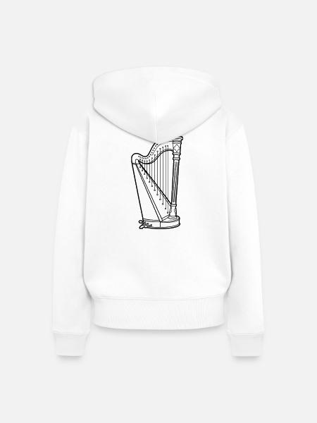 Harfe - Frauen Premium Bio Zip Hoodie - Weiß
