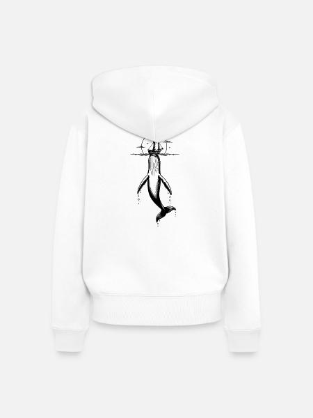 Wal & Segelschiff | Maritime Kunst - Frauen Premium Bio Zip Hoodie - Weiß