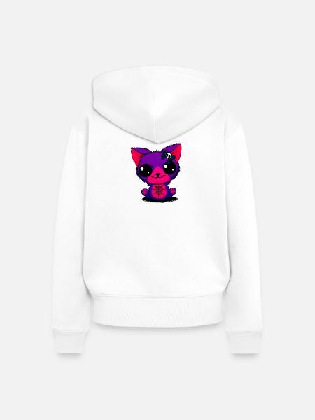 Violette Katzenkätzchen im Spinnenweb - Frauen Premium Bio Zip Hoodie - Weiß