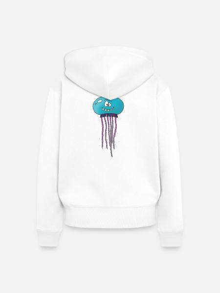 SmillingJellyfish - Frauen Premium Bio Zip Hoodie - Weiß