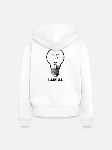 Idea: I AM AI - Frauen Premium Bio Zip Hoodie - Weiß