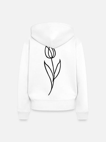 Skizze einer schwarzen Blume - Frauen Premium Bio Zip Hoodie - Weiß
