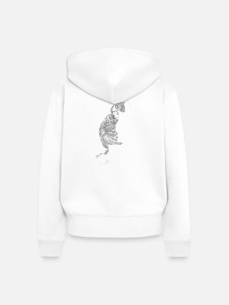 Abstrakte Katze mit Mond-Hintergrund - Frauen Premium Bio Zip Hoodie - Weiß