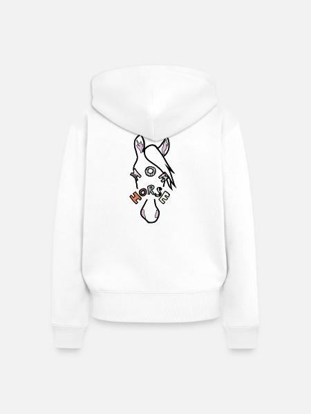 Rätselhaftes Pferdegesicht mit poetischem Motiv - Frauen Premium Bio Zip Hoodie - Weiß