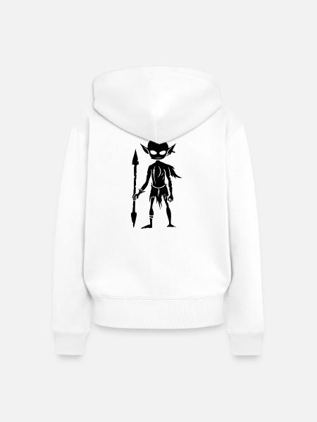 Goblin Ork Figur - Frauen Premium Bio Zip Hoodie - Weiß