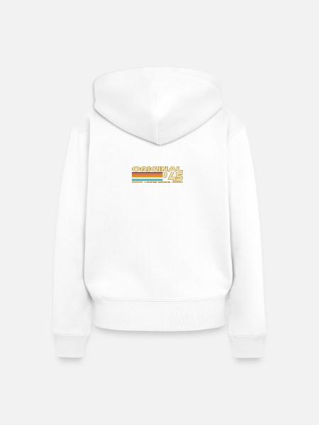 Original45 Rainbow Stripe Limited Edition - Frauen Premium Bio Zip Hoodie - Weiß