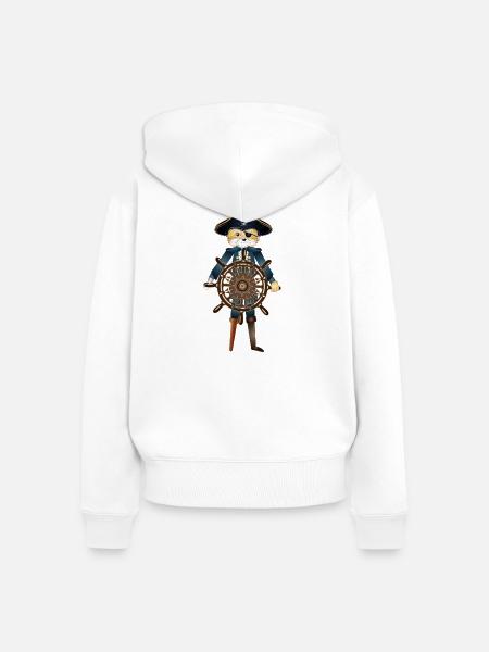 Fuchs als Piratenkapitän - Frauen Premium Bio Zip Hoodie - Weiß