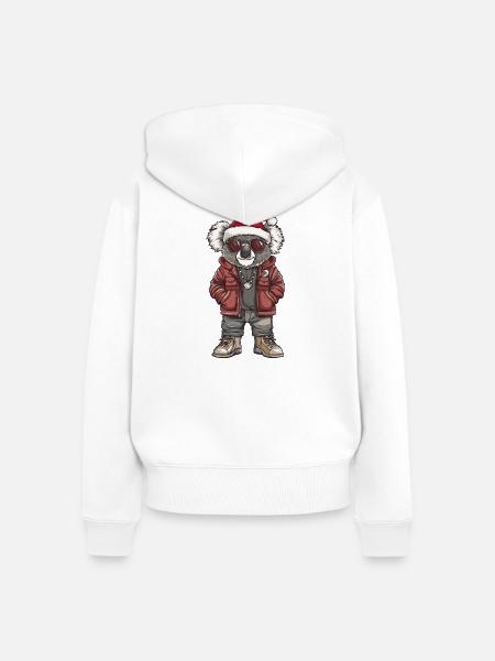 Koala Weihnachten Winter - Frauen Premium Bio Zip Hoodie - Weiß