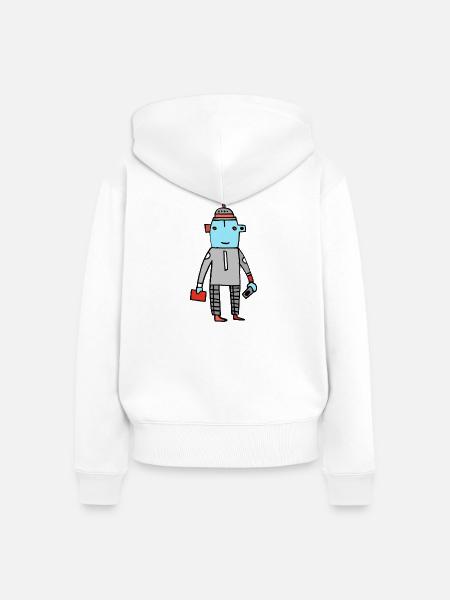 Blauer Mann - Frauen Premium Bio Zip Hoodie - Weiß