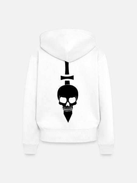 Schwarzer Schädel und Schwert - Frauen Premium Bio Zip Hoodie - Weiß