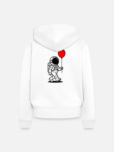 Astronaut mit Ballon - Frauen Premium Bio Zip Hoodie - Weiß