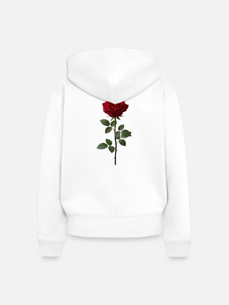 Wunderschöne Rote Rose für dich - Frauen Premium Bio Zip Hoodie - Weiß