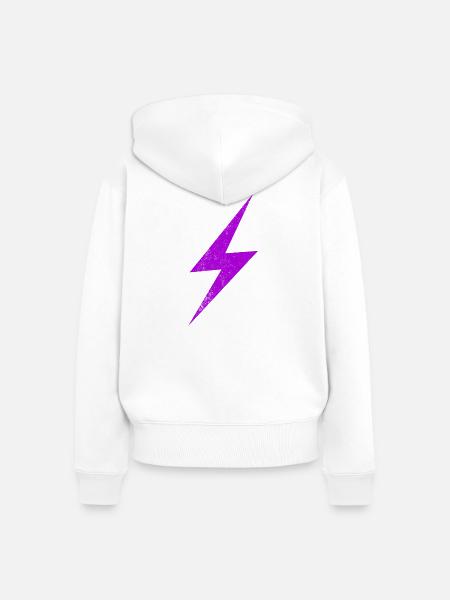 Neonlila Blitz Grafik - Frauen Premium Bio Zip Hoodie - Weiß