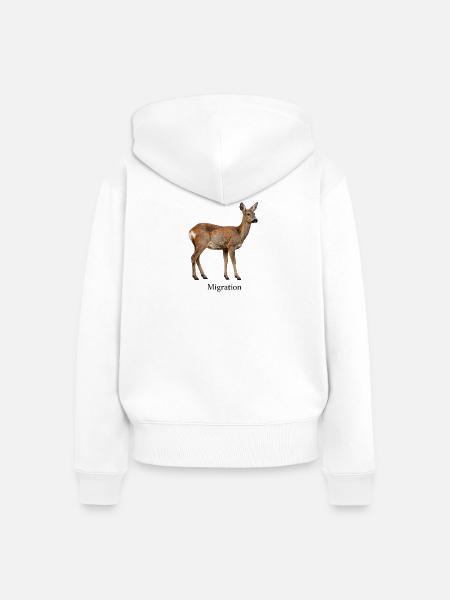 Migration Reh Motiv - Frauen Premium Bio Zip Hoodie - Weiß