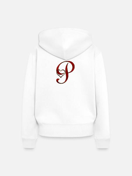 Liebesinitial P mit Herz im Goldrot - Frauen Premium Bio Zip Hoodie - Weiß