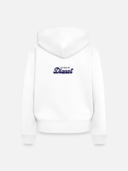 Ich bin im Dienst – Pink Script - Frauen Premium Bio Zip Hoodie - Weiß