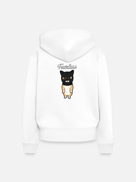 Furchtlose Banditenkatze - Frauen Premium Bio Zip Hoodie - Weiß