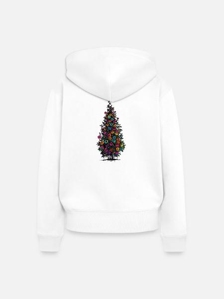 Blütenpyramide Regenbogenfarben - Frauen Premium Bio Zip Hoodie - Weiß